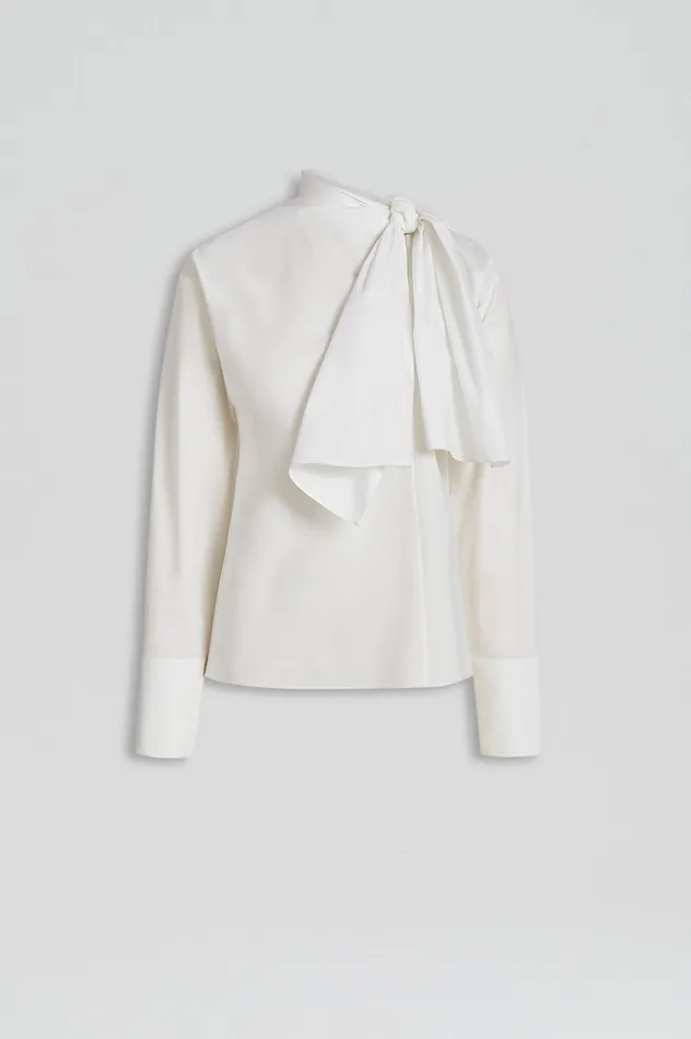 Women Scanlan Theodore PARACHUTE COTTON CRAVAT SHIRT WHITE Shirts Women Scanlan Theodore PARACHUTE COTTON CRAVAT SHIRT WHITE Shirts