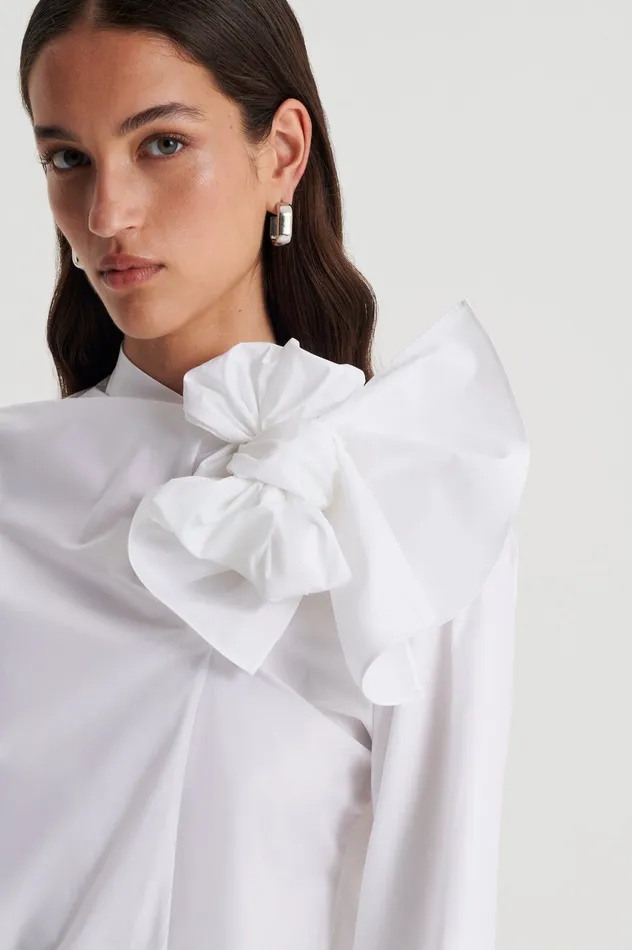 Women Scanlan Theodore PARACHUTE COTTON CRAVAT SHIRT WHITE Shirts Women Scanlan Theodore PARACHUTE COTTON CRAVAT SHIRT WHITE Shirts