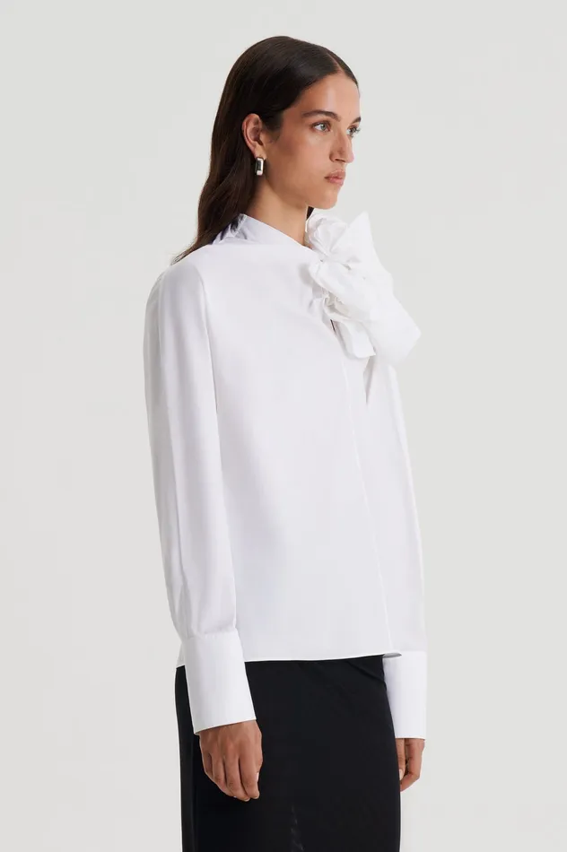 Women Scanlan Theodore PARACHUTE COTTON CRAVAT SHIRT WHITE Shirts Women Scanlan Theodore PARACHUTE COTTON CRAVAT SHIRT WHITE Shirts