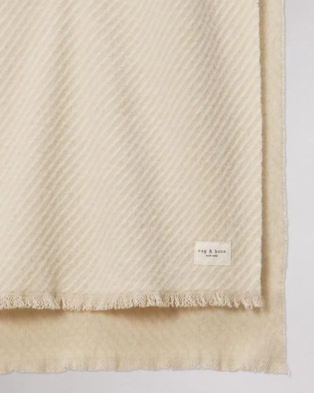 Women Scarves and Ponchos Rag and Bone Joni Stripe Wool Scarf Oatmeal Ivory