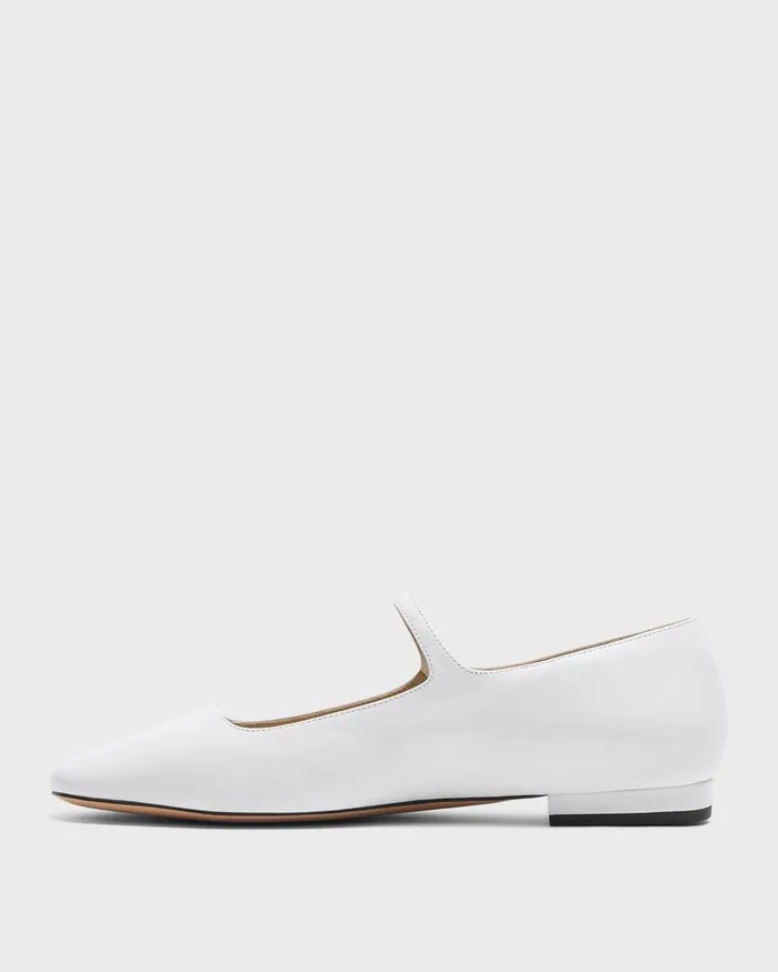Women Shoes Theory Mary Jane Ballerina Flat In Leather White