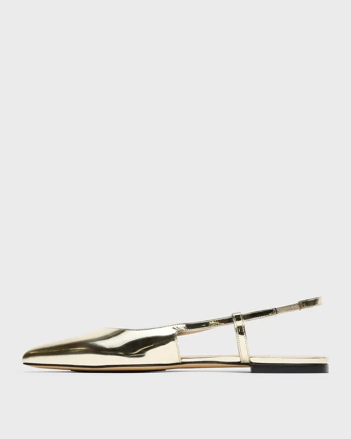 Women Shoes Theory Slingback Flat In Metallic Leather Light Gold