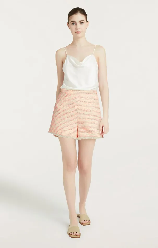 Women Shorts Cinq Sept Tweed Coronado Short Ivoryneon Coral