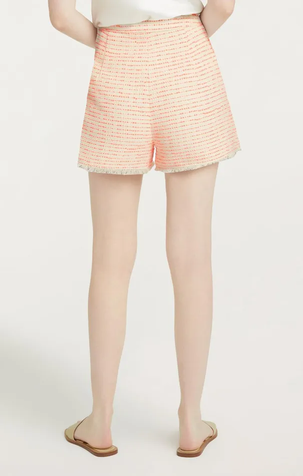 Women Shorts Cinq Sept Tweed Coronado Short Ivoryneon Coral