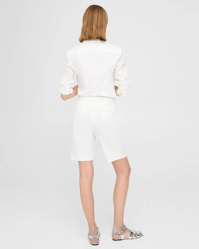 Women Shorts Theory HighWaist Straight Short In Stretch Cotton White