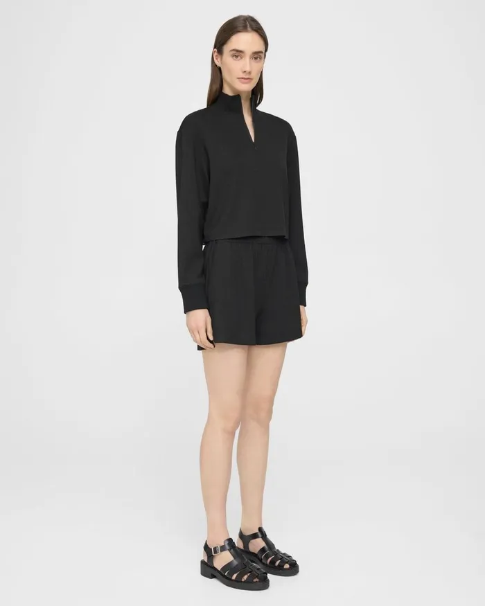 Women Shorts Theory Mini PullOn Short In DoubleKnit Jersey Black