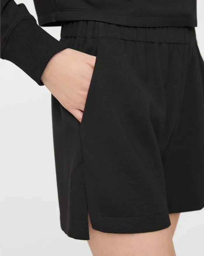 Women Shorts Theory Mini PullOn Short In DoubleKnit Jersey Black