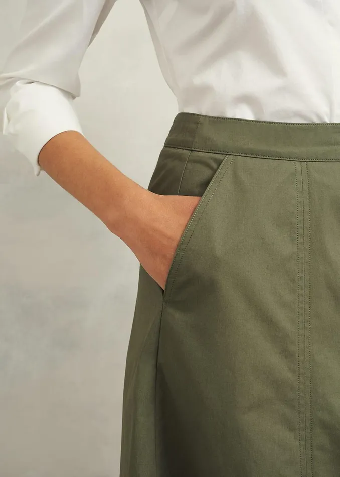 Women Skirts Hobbs Avril Cotton Skirt Sage Green