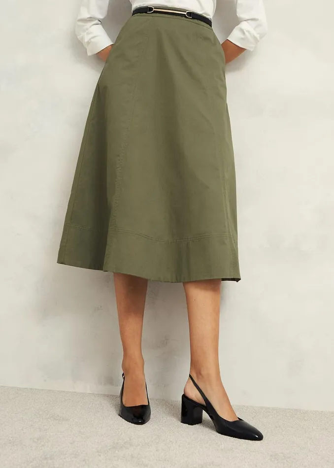 Women Skirts Hobbs Avril Cotton Skirt Sage Green
