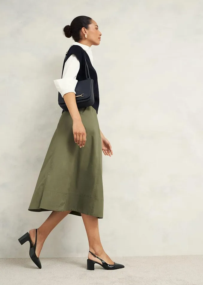 Women Skirts Hobbs Avril Cotton Skirt Sage Green