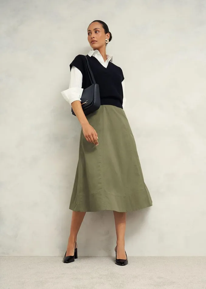 Women Skirts Hobbs Avril Cotton Skirt Sage Green