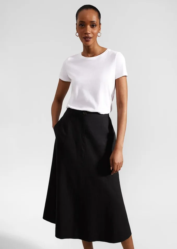 Women Skirts Hobbs Lina Linen Skirt Black