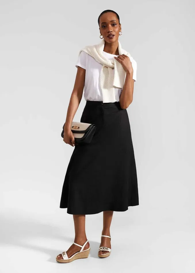 Women Skirts Hobbs Lina Linen Skirt Black