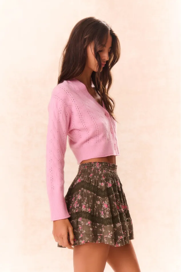 Women Skirts LoveShackFancy Lorianne Floral Mini Skirt Bancha Green