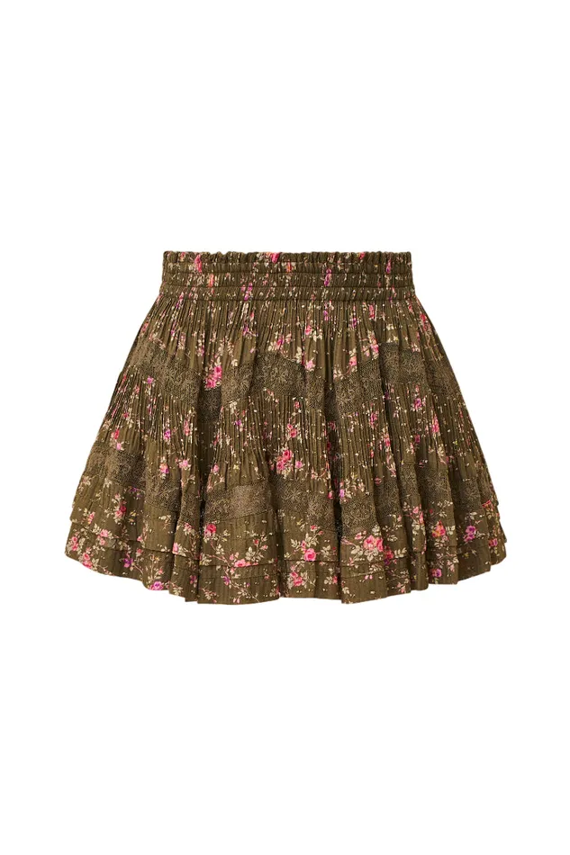 Women Skirts LoveShackFancy Lorianne Floral Mini Skirt Bancha Green