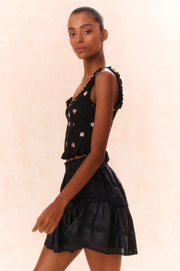 Women Skirts LoveShackFancy Ruffle Mini Tiered Skirt Black