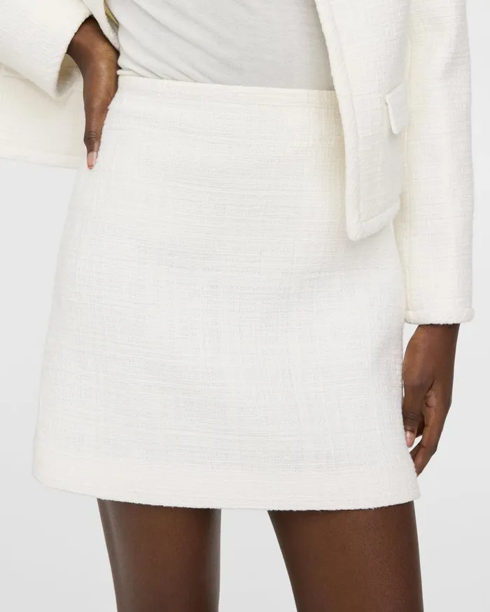 Women Skirts Theory HighWaisted Mini Skirt In Cotton Tweed White