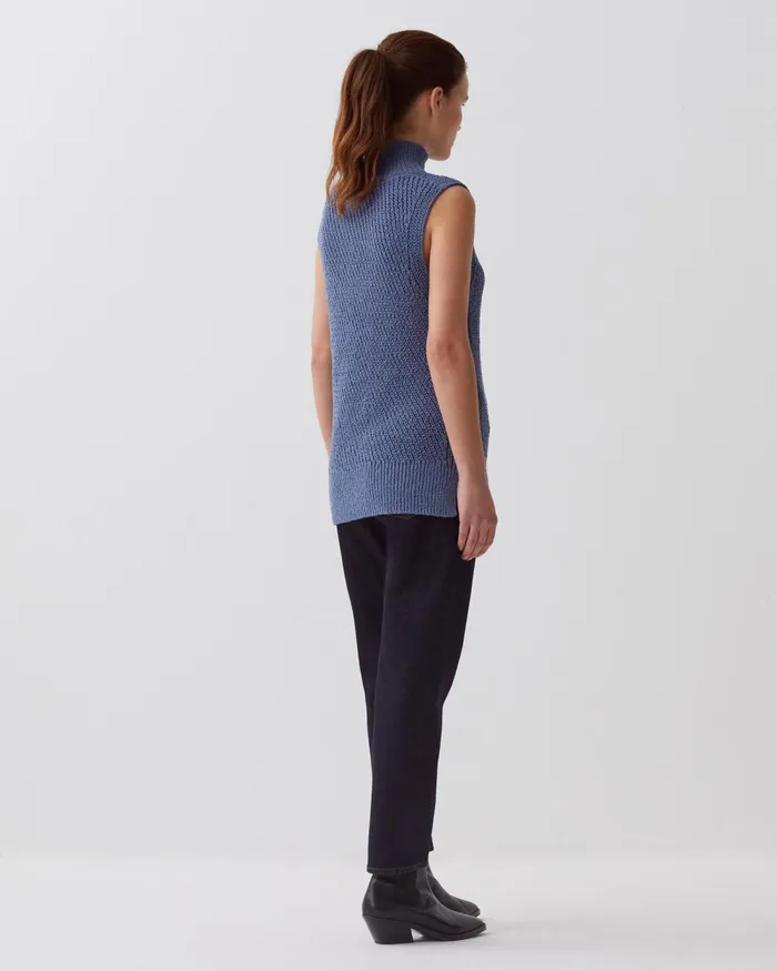 Women Sleeveless Jumper Gray Blue Comptoir Des Cotonniers Knit