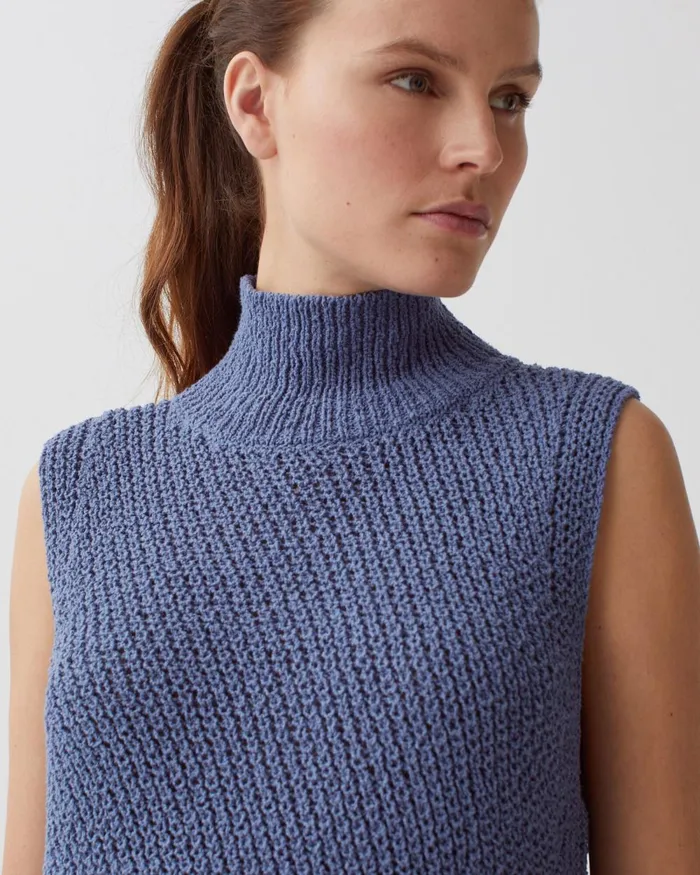 Women Sleeveless Jumper Gray Blue Comptoir Des Cotonniers Knit