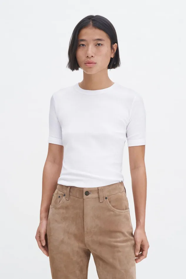 Women Soft Rib Tee White Filippa K Tops