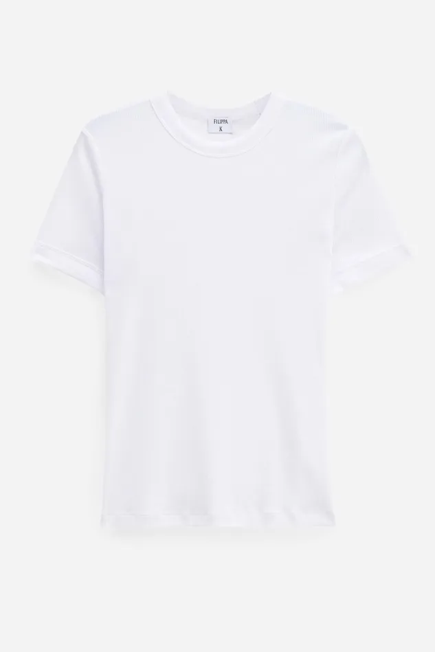 Women Soft Rib Tee White Filippa K Tops