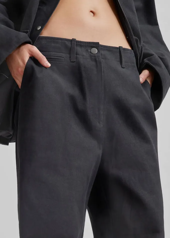 Women Stevan Denim Trousers 8211 Charcoal The Frankie Shop Bottoms