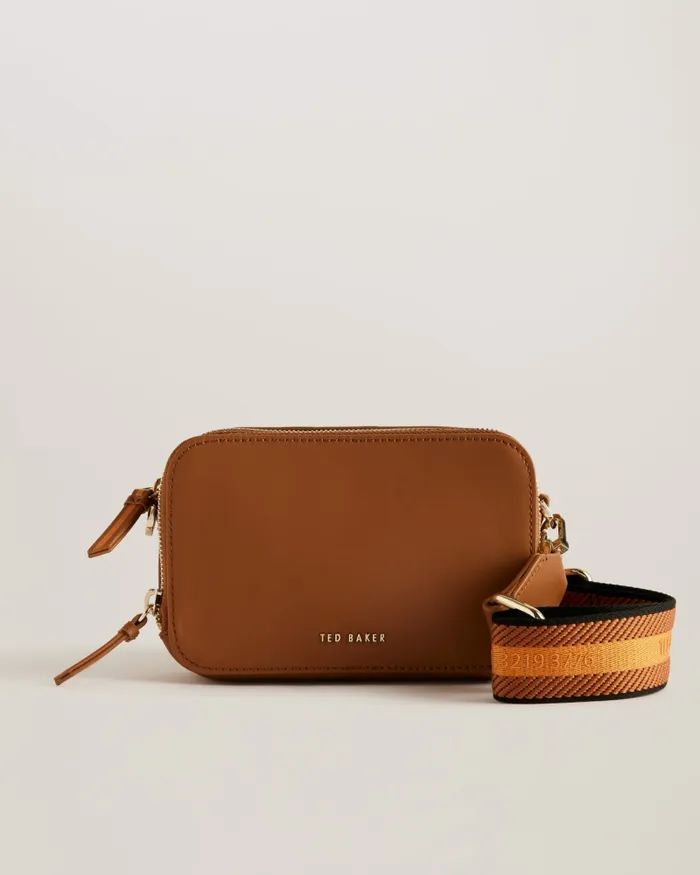 Women STUNNA 8211 Mini Webbing Crossbody Camera Bag Brown Ted Baker Crossbody Bags