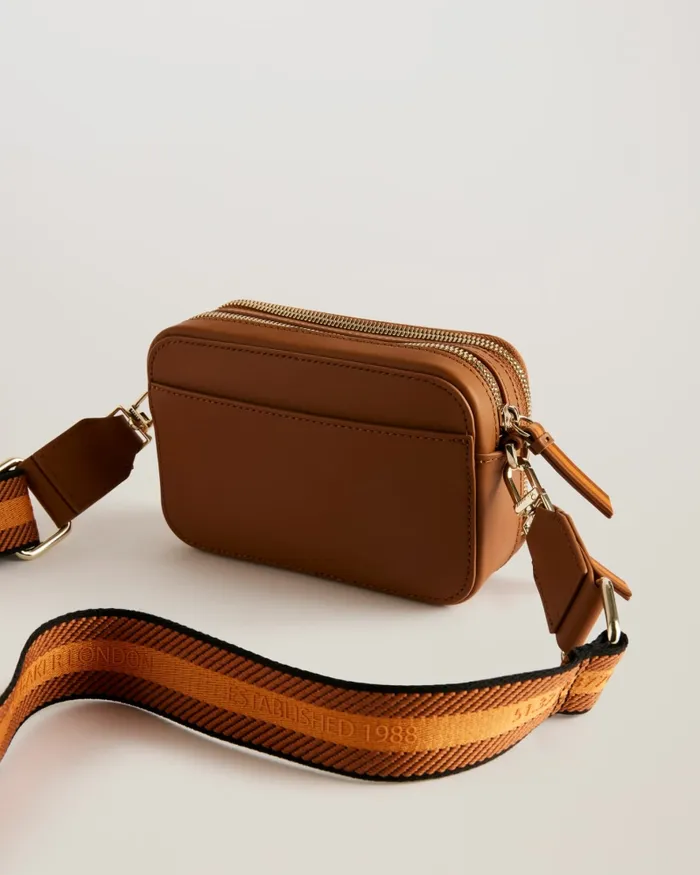 Women STUNNA 8211 Mini Webbing Crossbody Camera Bag Brown Ted Baker Crossbody Bags