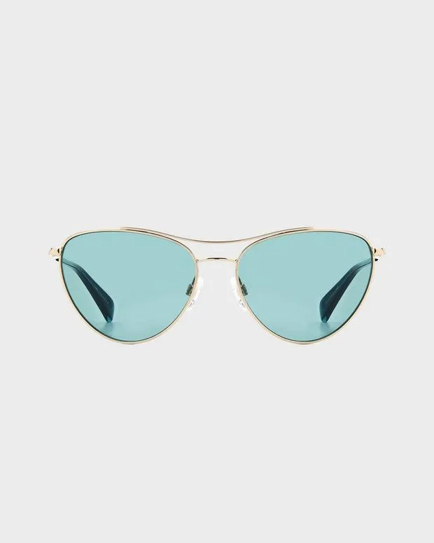 Women Sunglasses Rag and Bone Clare Gold Teal