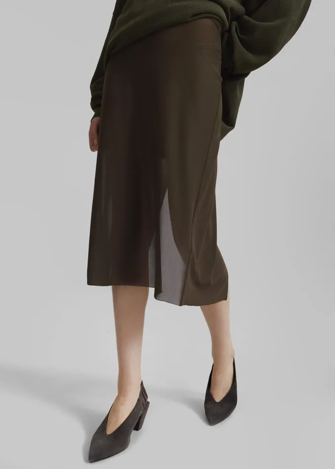 Women Suva Sheer Skirt 8211 Khaki The Frankie Shop Bottoms