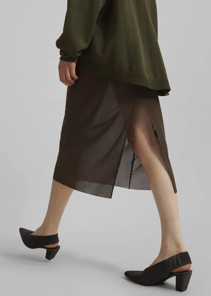 Women Suva Sheer Skirt 8211 Khaki The Frankie Shop Bottoms
