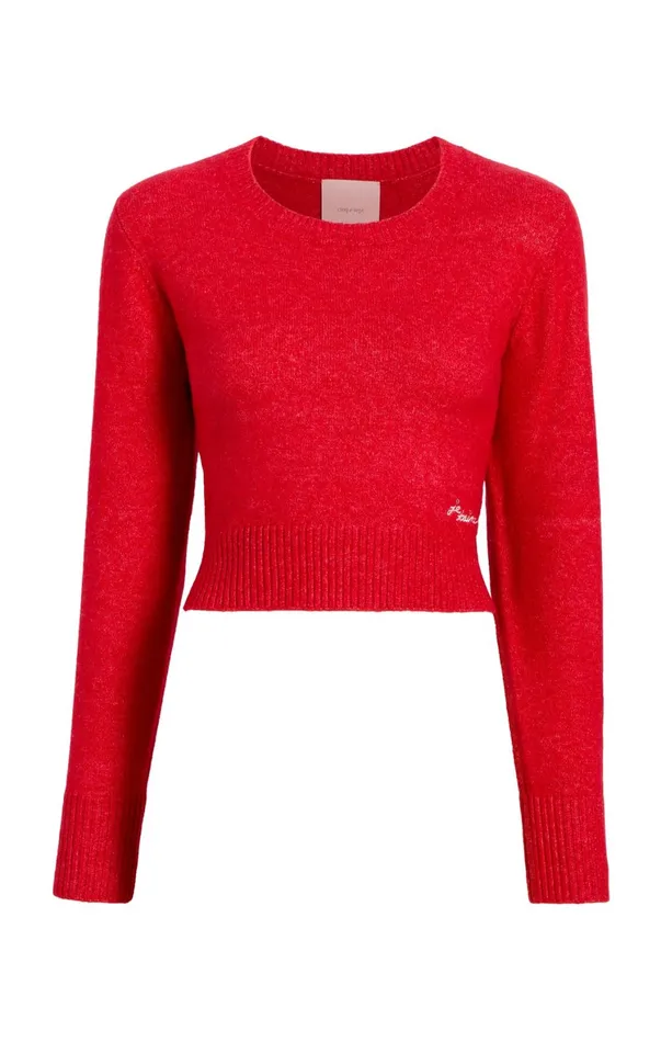 Women Sweaters and Knits Cinq Sept Je T039aime Cropped Pullover Candy Apple