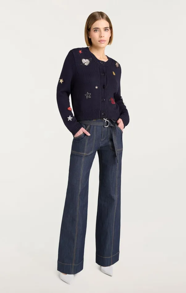 Women Sweaters and Knits Cinq Sept Nebula Embellished Piera Cardigan Black
