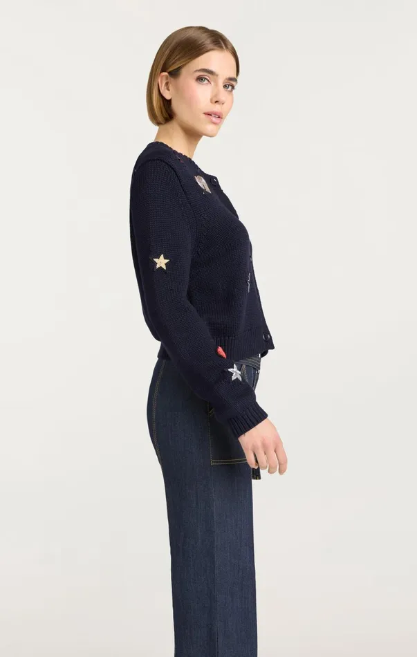 Women Sweaters and Knits Cinq Sept Nebula Embellished Piera Cardigan Black