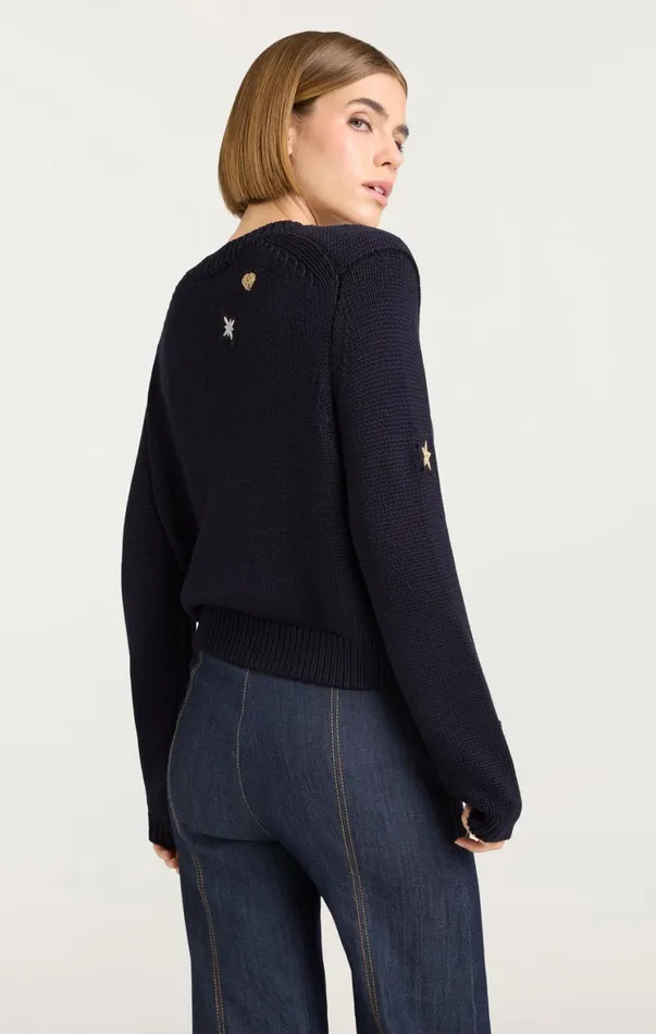 Women Sweaters and Knits Cinq Sept Nebula Embellished Piera Cardigan Black