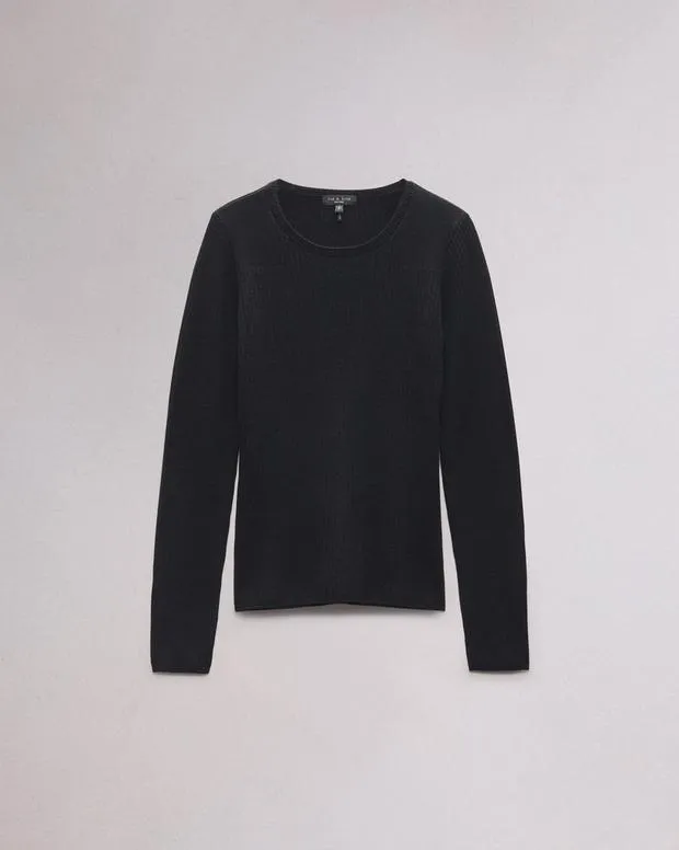 Women Sweaters and Sweatshirts Rag and Bone Audrina Washable Wool Crew Black