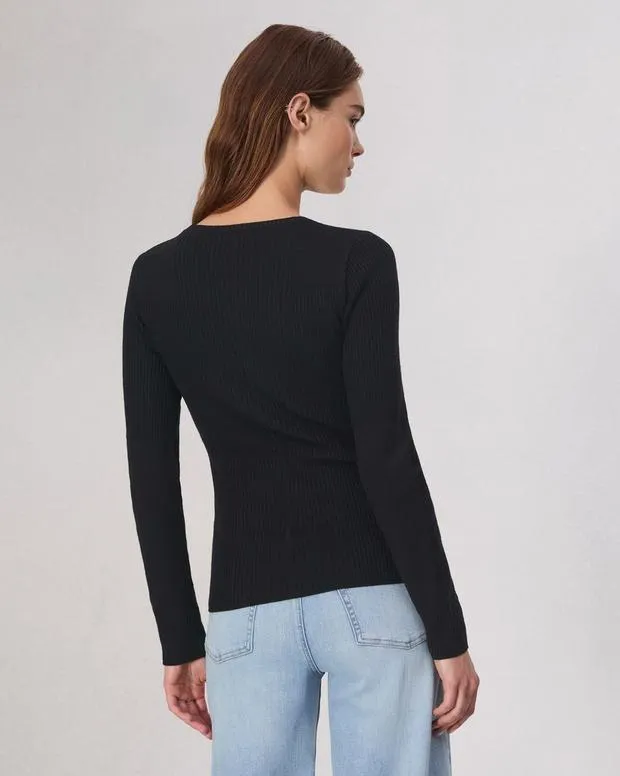 Women Sweaters and Sweatshirts Rag and Bone Audrina Washable Wool Crew Black