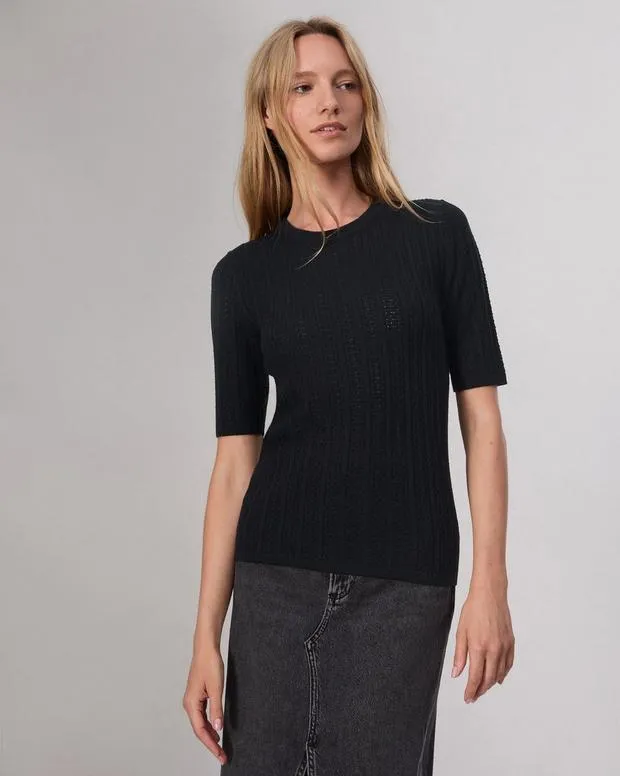 Women Sweaters and Sweatshirts Rag and Bone Tina Washable Wool Crew Black