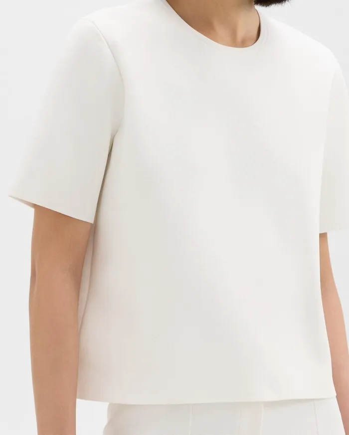 Women Sweaters Cardigans Theory Oversized Sweater Tee In Crepe Knit White