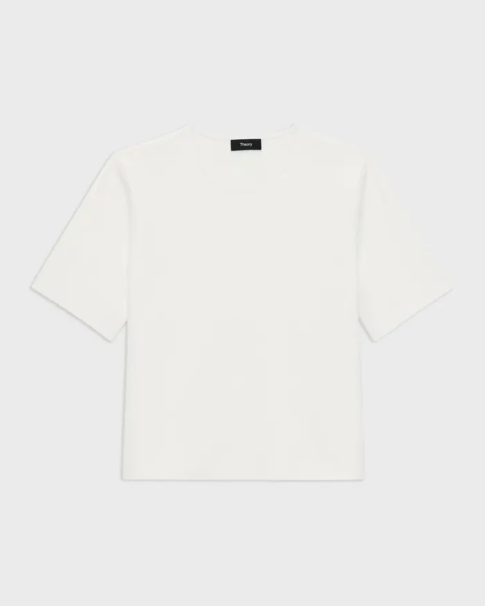 Women Sweaters Cardigans Theory Oversized Sweater Tee In Crepe Knit White