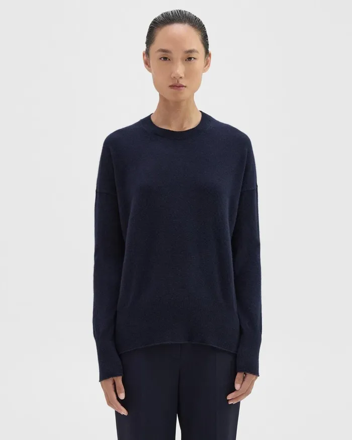 Women Sweaters Cardigans Theory Relaxed Sweater In Cashmere Deep Navy