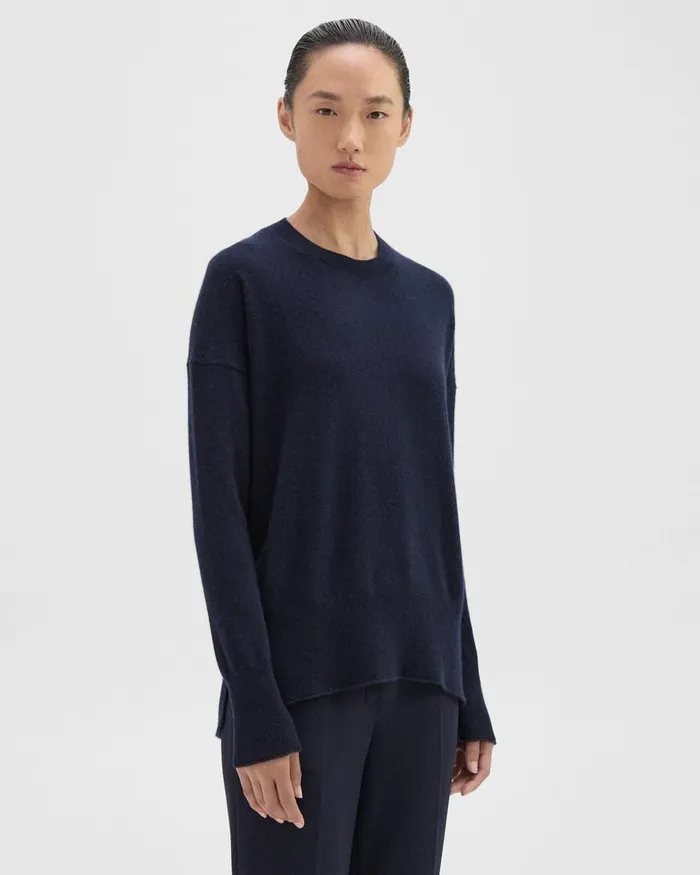 Women Sweaters Cardigans Theory Relaxed Sweater In Cashmere Deep Navy