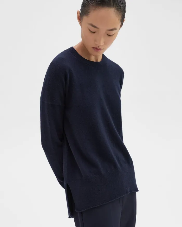 Women Sweaters Cardigans Theory Relaxed Sweater In Cashmere Deep Navy