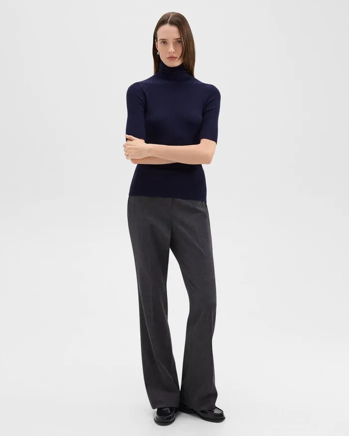 Women Sweaters Cardigans Theory ShortSleeve Turtleneck In Merino Wool Deep Navy