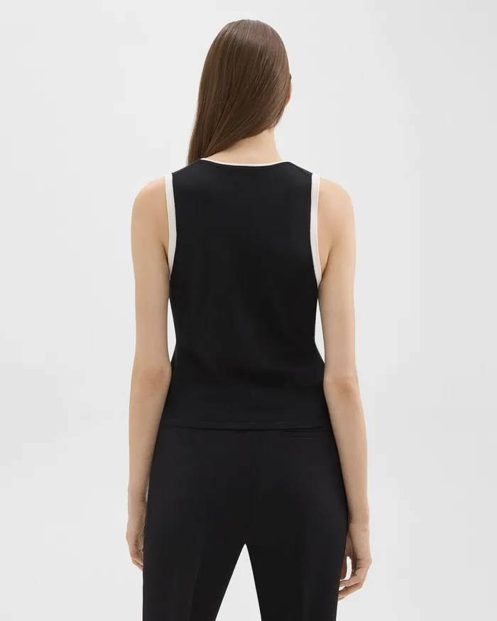 Women Sweaters Cardigans Theory Sleeveless Sweater In Regal Wool Blacknew Ivory