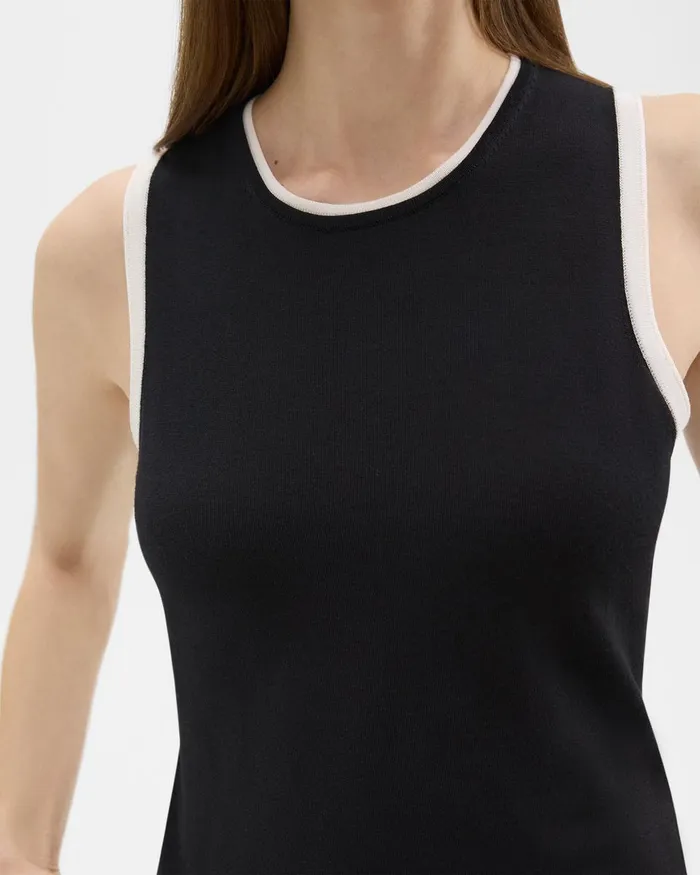 Women Sweaters Cardigans Theory Sleeveless Sweater In Regal Wool Blacknew Ivory