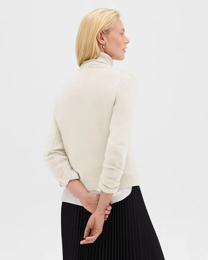 Women Sweaters Cardigans Theory Turtleneck Sweater In Cashmere Ivory