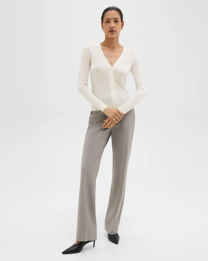 Women Sweaters Cardigans Theory VNeck Cardigan In Regal Wool New Ivory