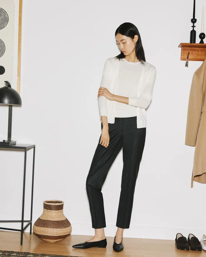 Women Sweaters Cardigans Theory VNeck Cardigan In Regal Wool New Ivory
