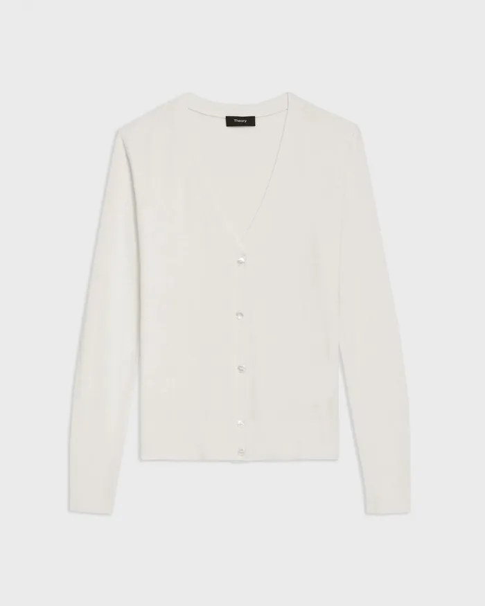Women Sweaters Cardigans Theory VNeck Cardigan In Regal Wool New Ivory